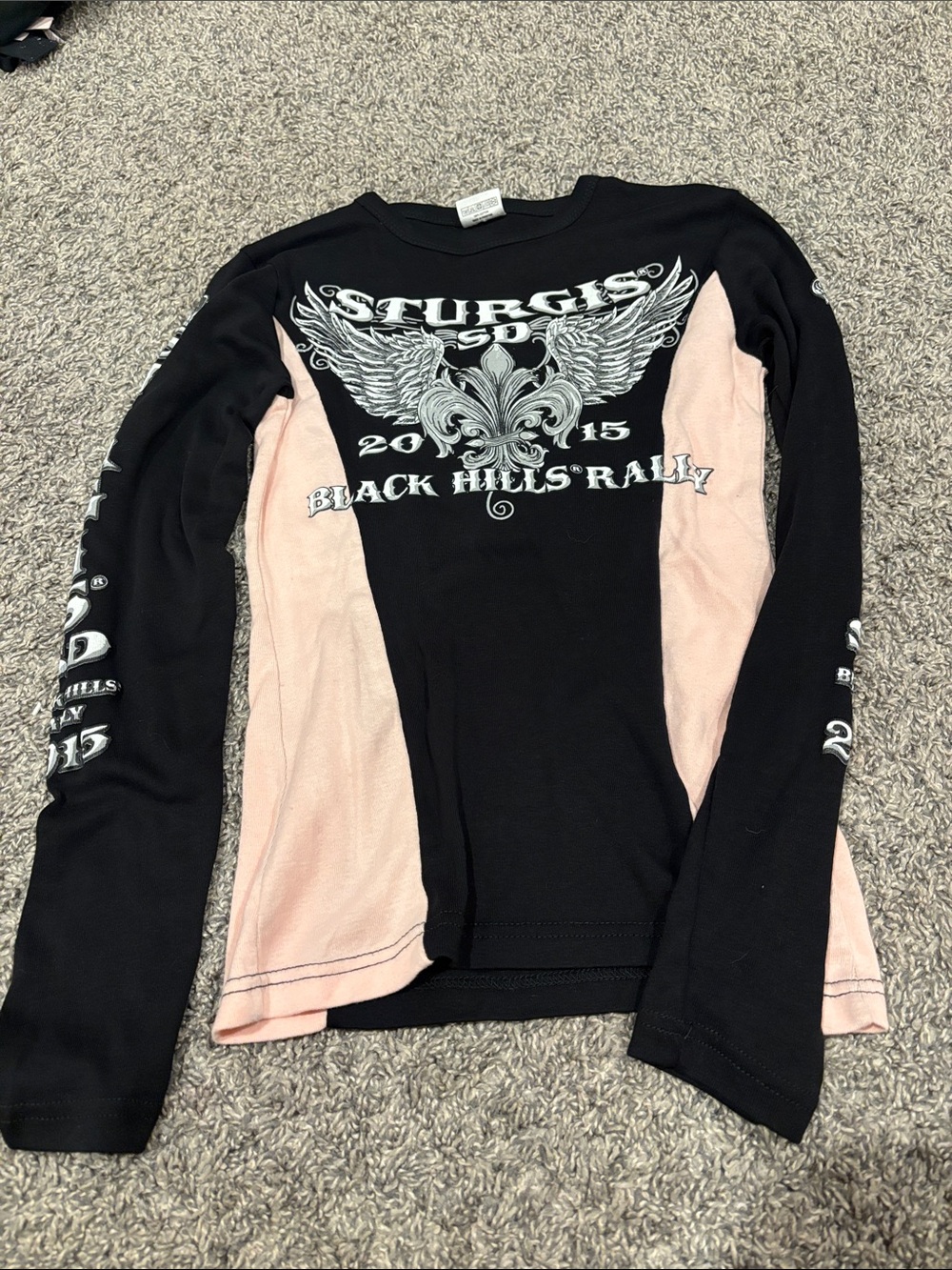 Othr Black and Light Pink Sturgis Rally Long Sleeve Tee